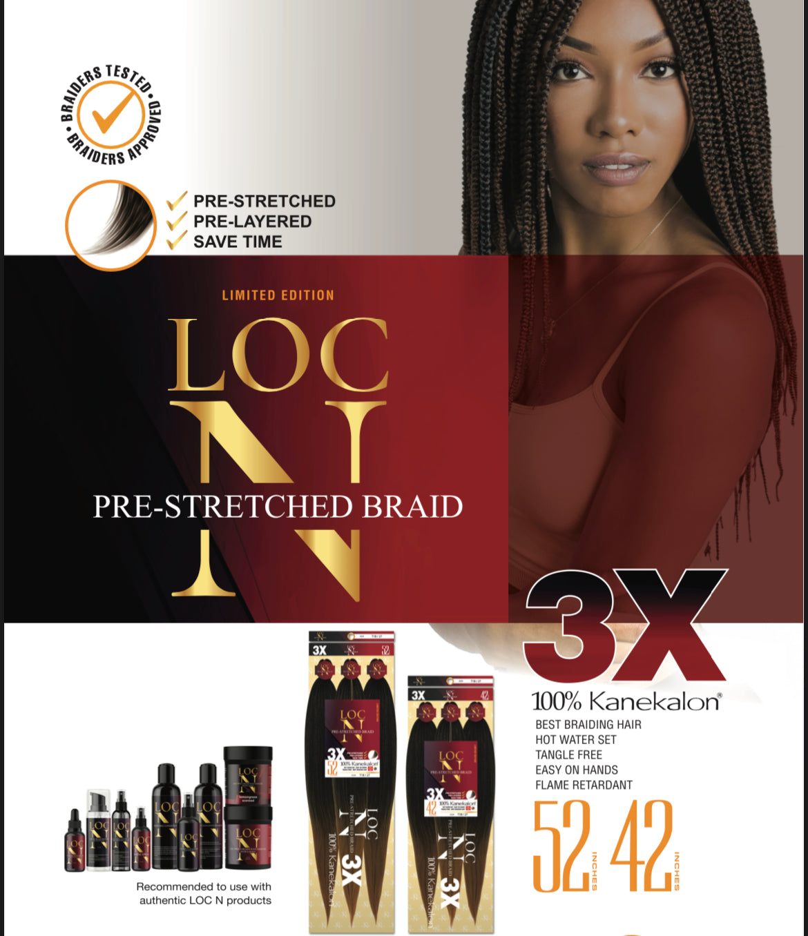 LOC N PRE-STRETCHED BRAIDING HAIR 42''